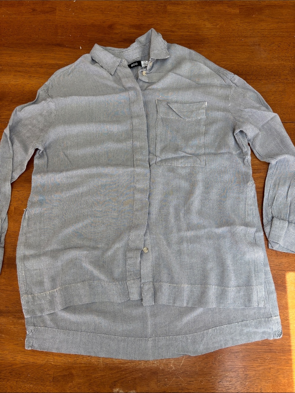 BDG Light Gray Button-Down Tunic Shirt